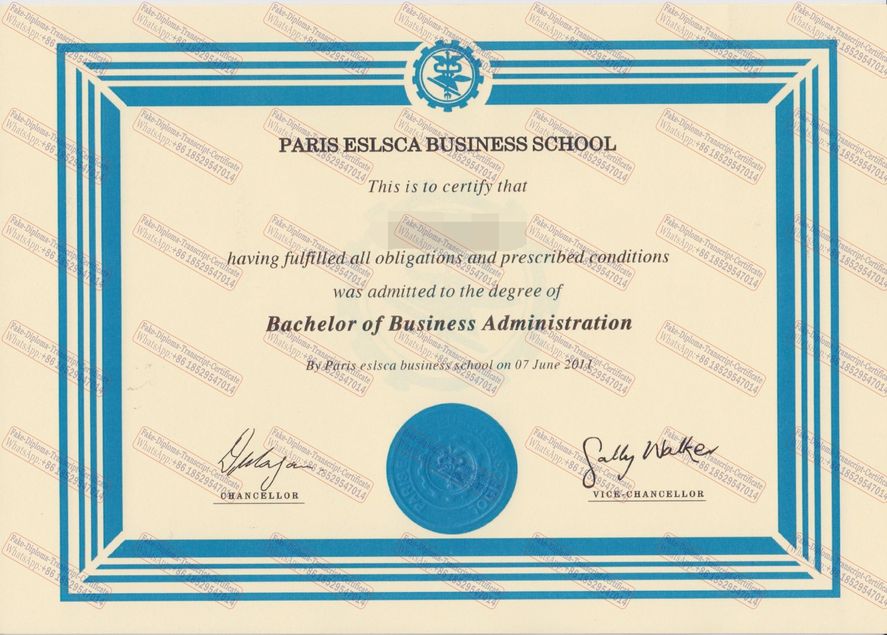 Make fake paris eslsca business school Certificate