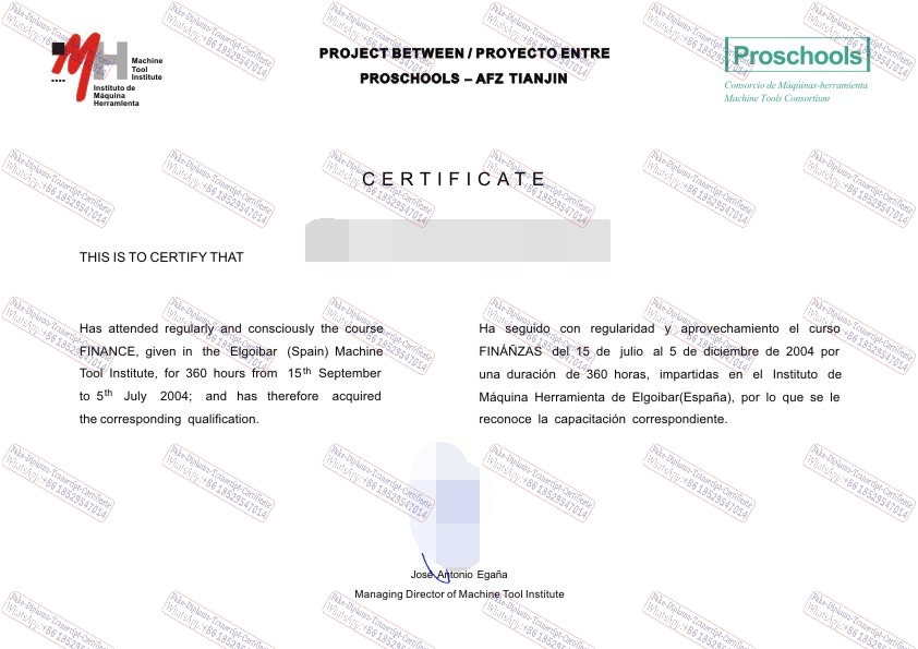 Purchase fake Instituto de Máquina Herramienta Diploma