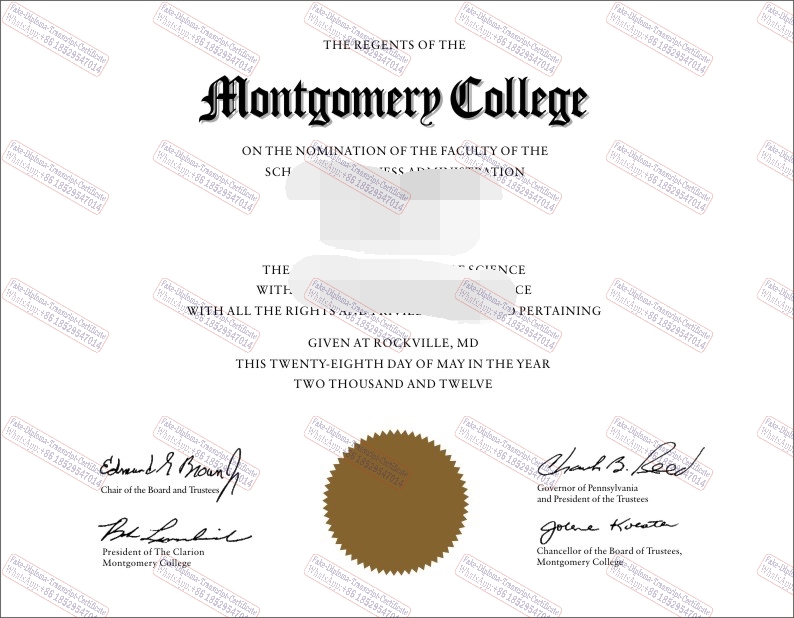 Purchase fake Montgomery College Diploma