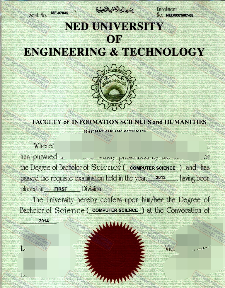 Purchase fake NED University of Engineering and Technology Degree