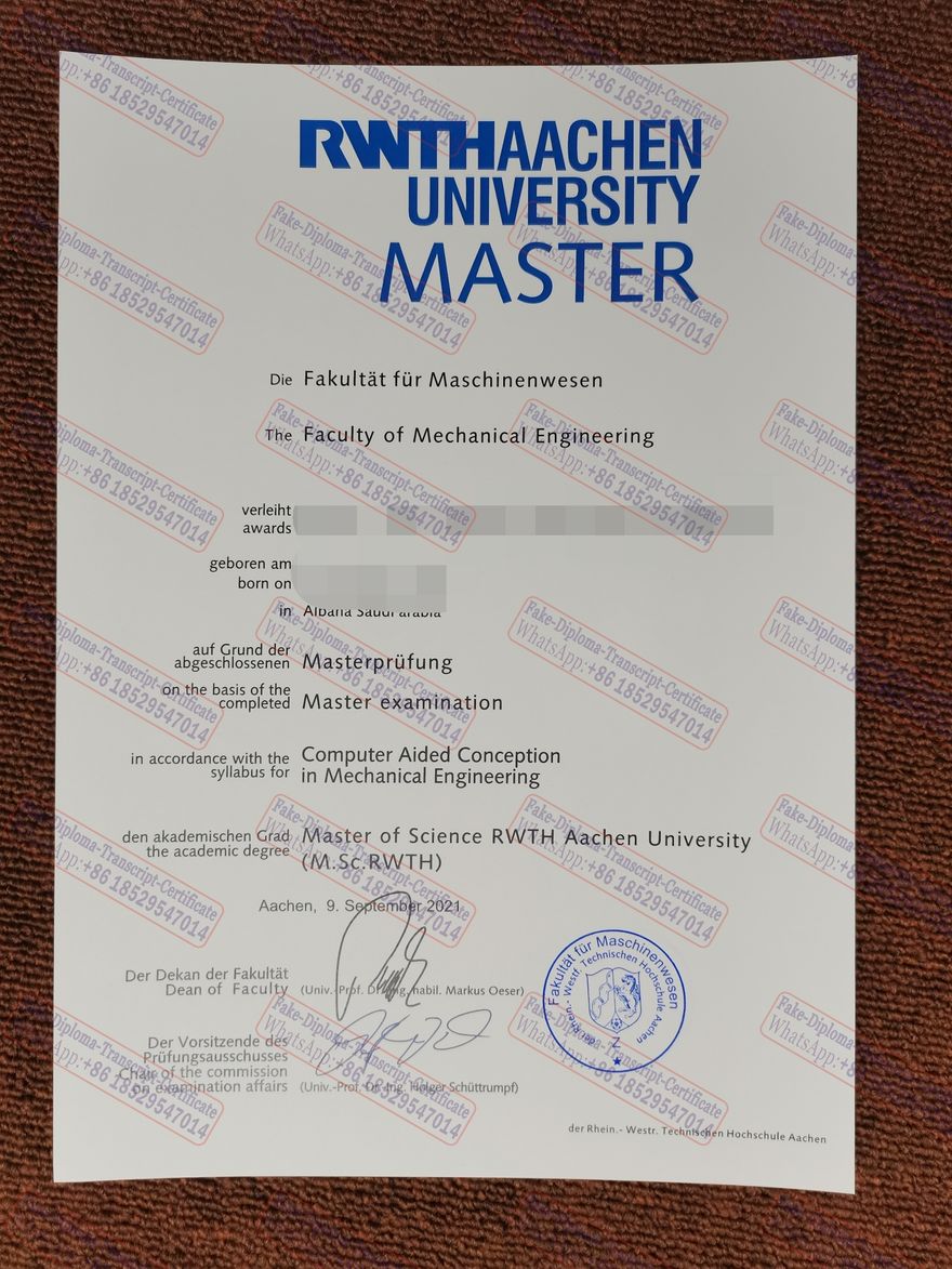 Purchase fake RWTH Aachen University Certificate