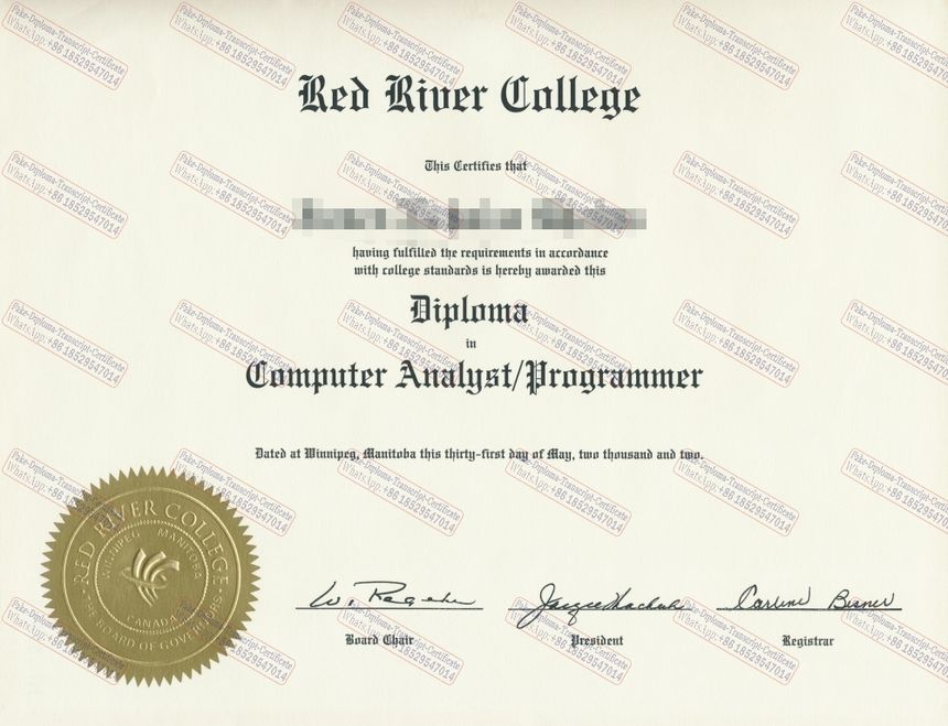 Purchase fake Red River College Certificate