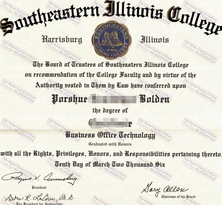 Purchase fake Southeastern Illinois College Certificate