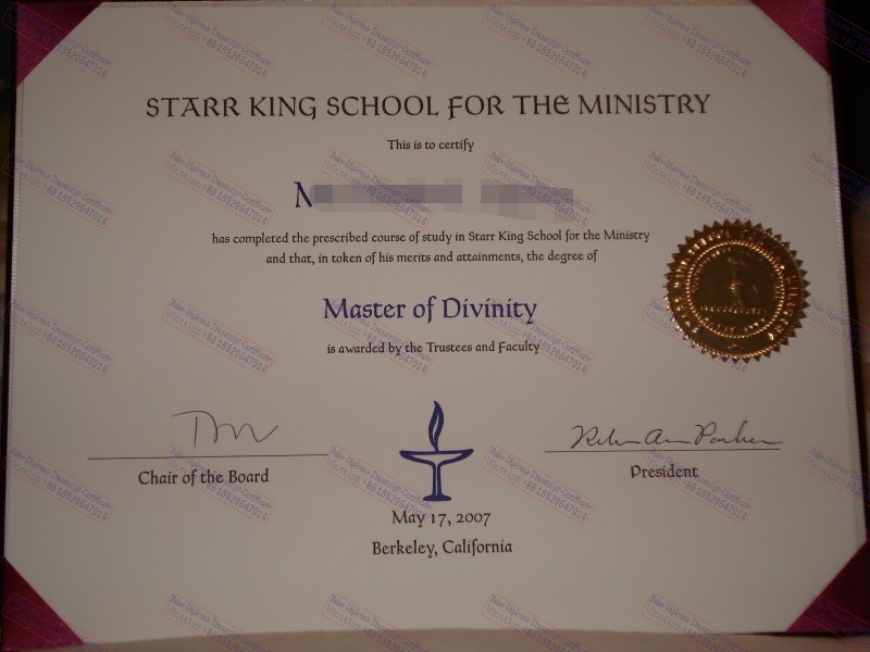 Purchase fake Starr King School for the Ministry Certificate