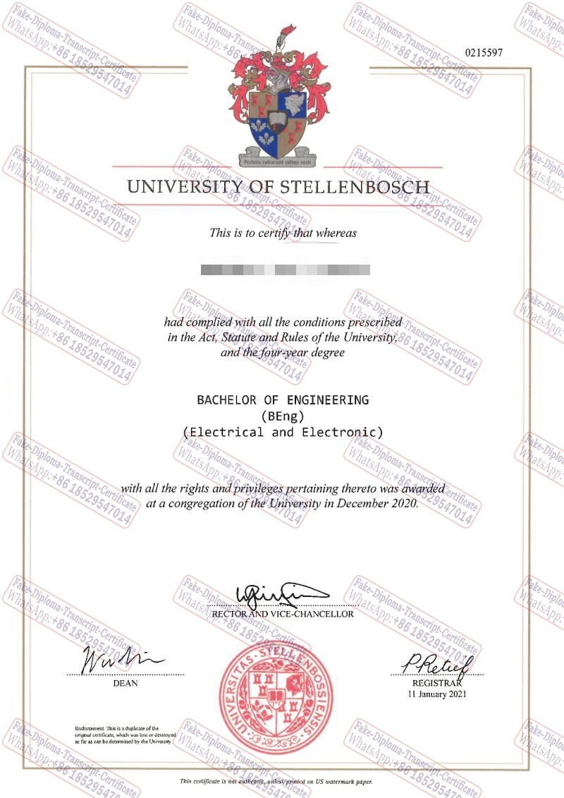 Purchase fake Stellenbosch University Diploma