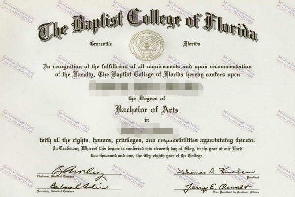 Purchase fake The Baptist College of Florida Degree