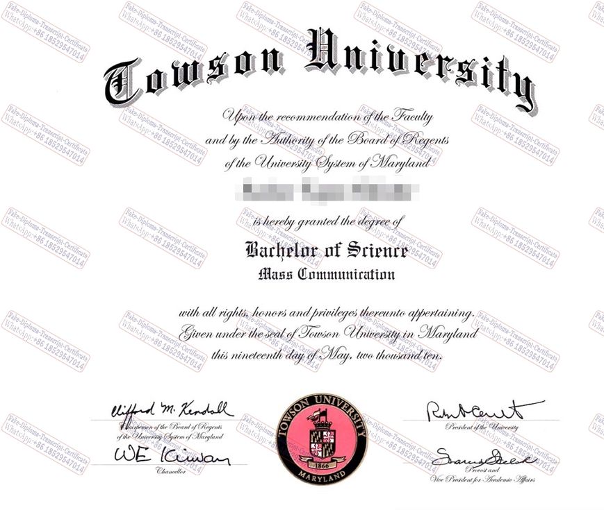 Purchase fake Towson University Certificate