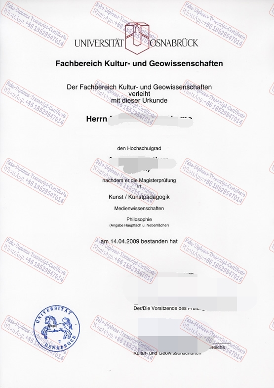 Purchase fake Universitat Osnabrück Certificate