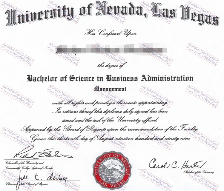 Purchase fake University of Nevada Las Vegas Certificate