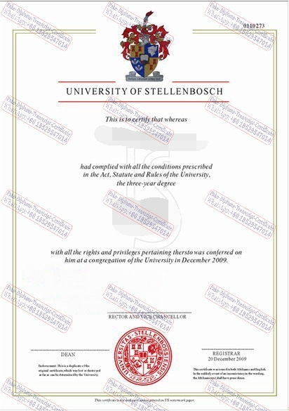 Purchase fake University of Stellenbosch Certificate