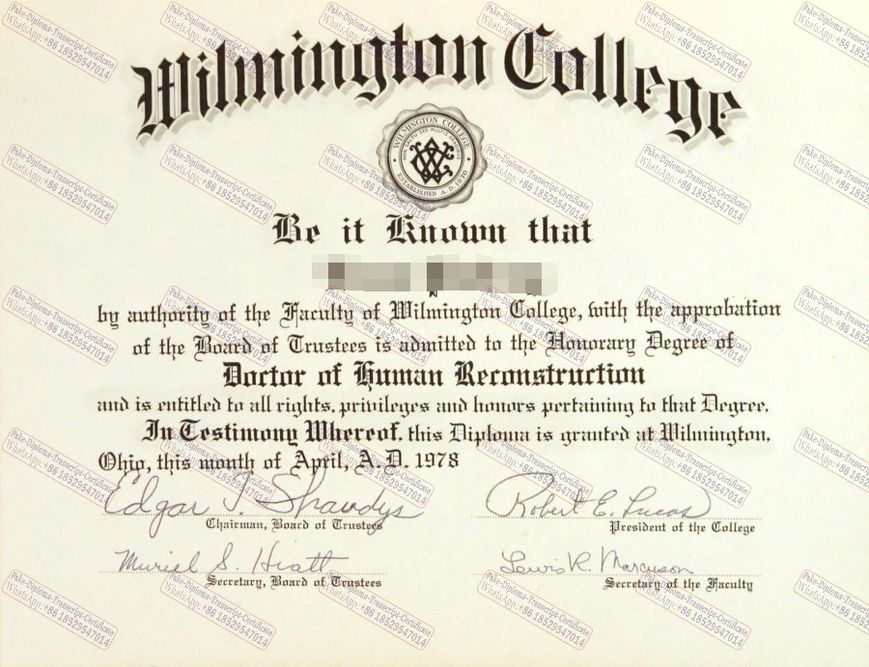 Purchase fake Wilmington College Certificate