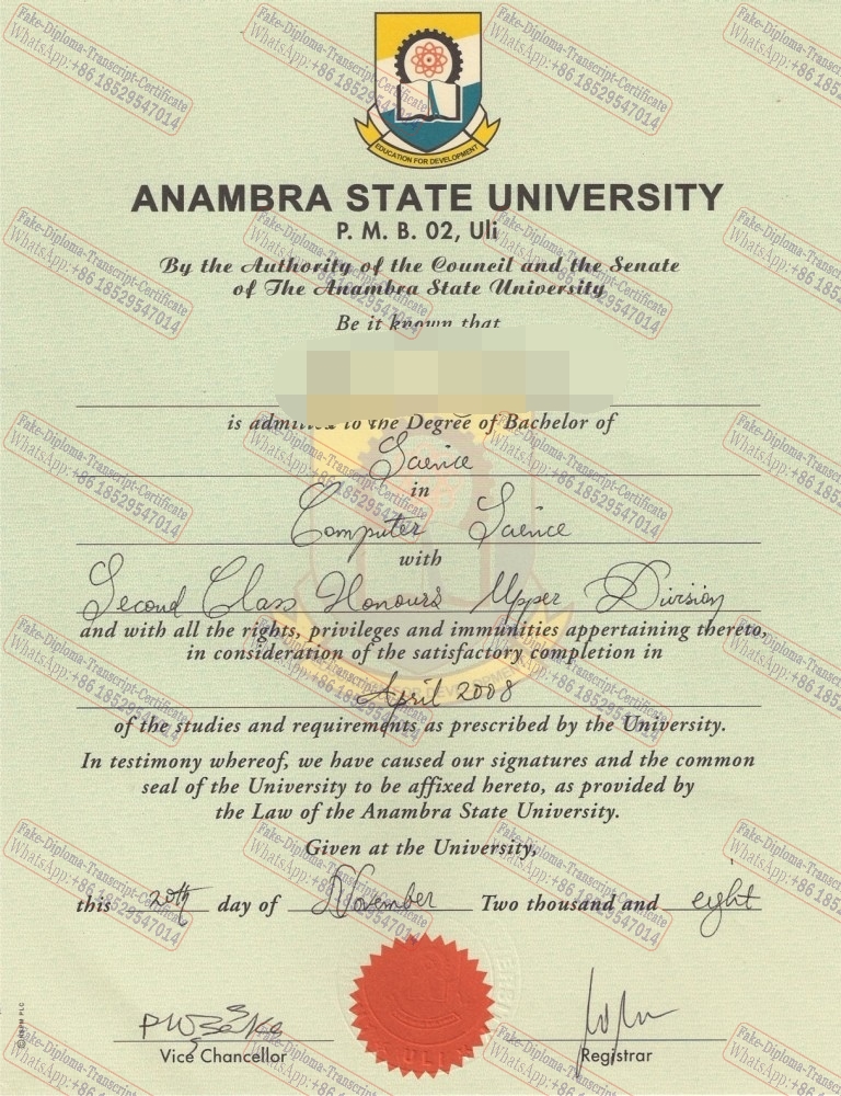 Purchase fake anambra state UNIVERSITY Diploma