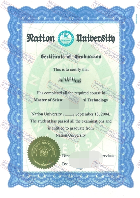 Purchase fake nation university Certificate