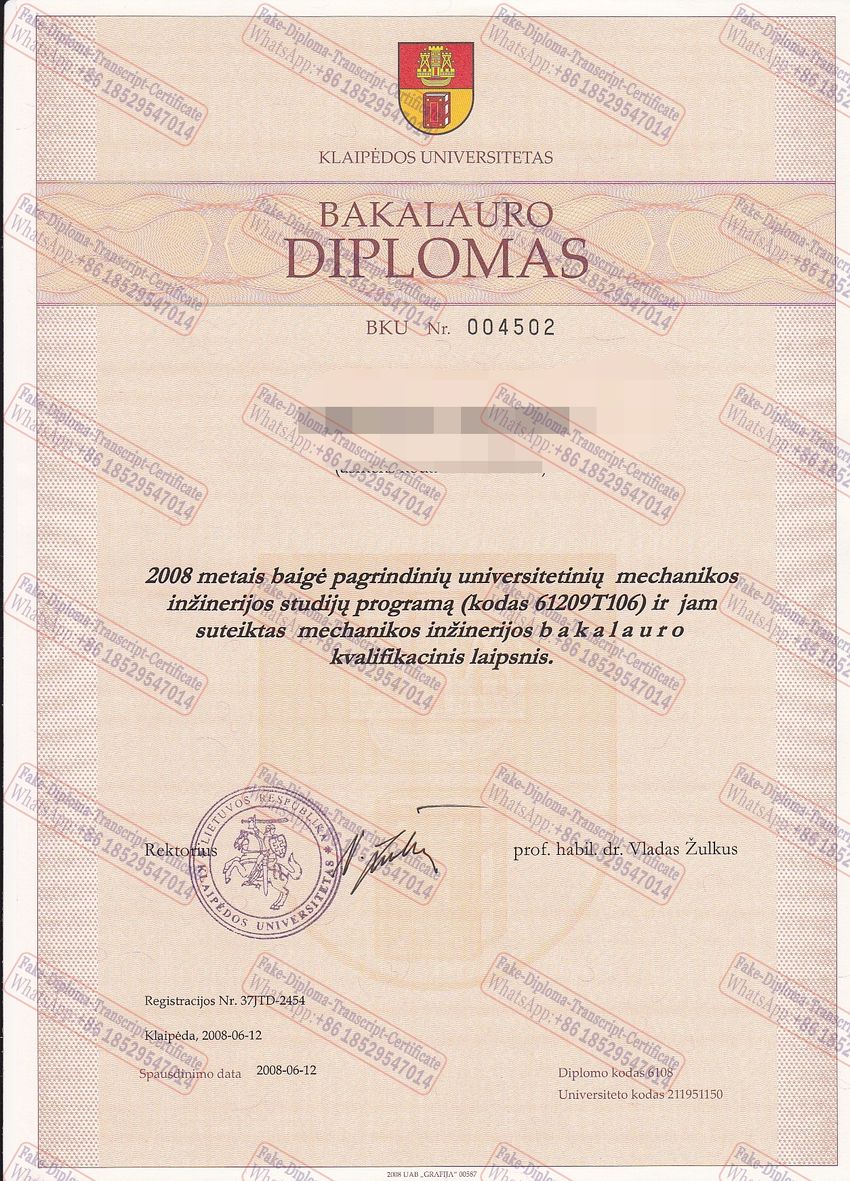 Purchase phony Klaipeda University Degree