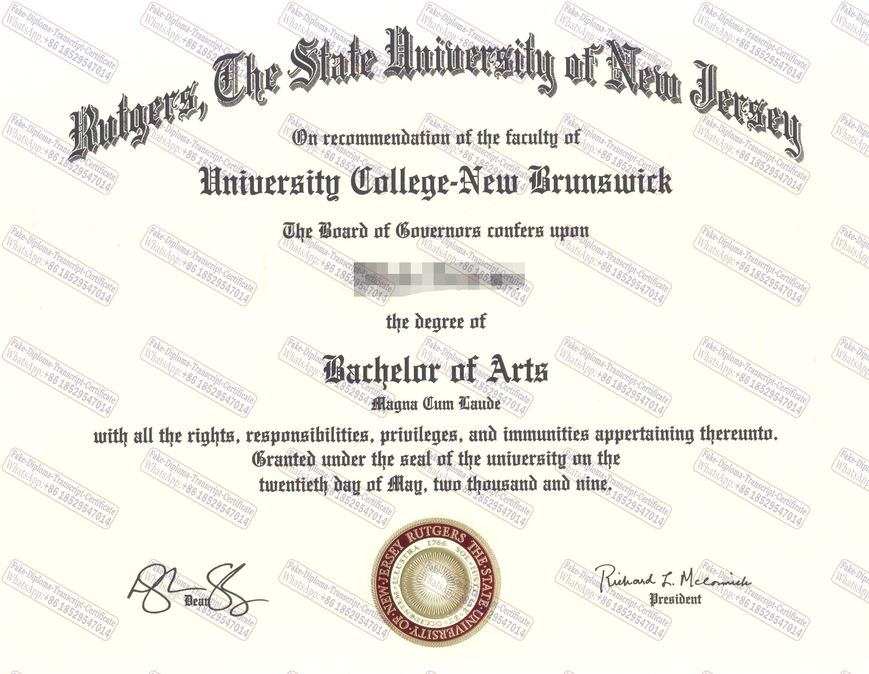 Purchase phony Rutgers the State University of New Jersey New Brunswick Certificate