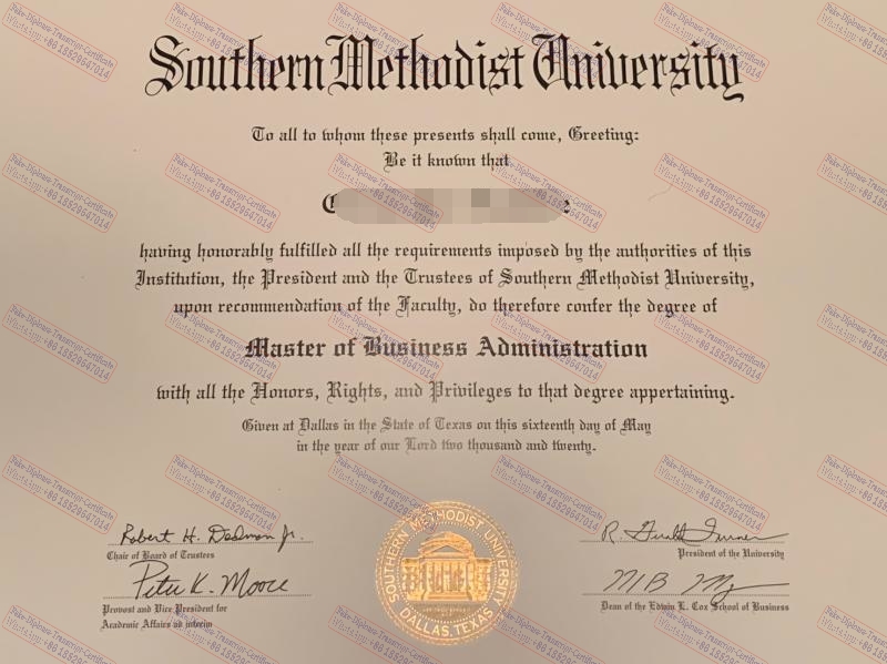 Purchase phony Southern Methodist University Certificate