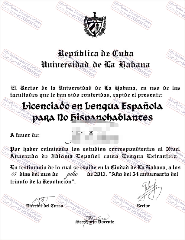 Purchase phony UniversidaddeLaHabana Degree