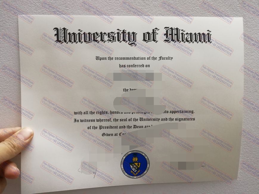 Purchase phony University of Miami Certificate