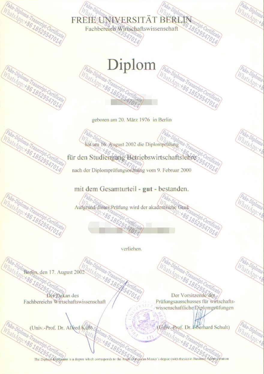 The best website to buy fake Freie Universitat Berlin Certificate