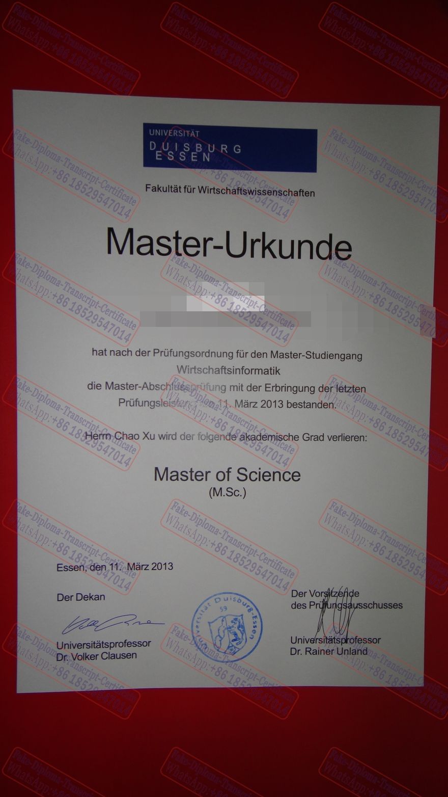 The best website to buy fake University of Duisburg Degree