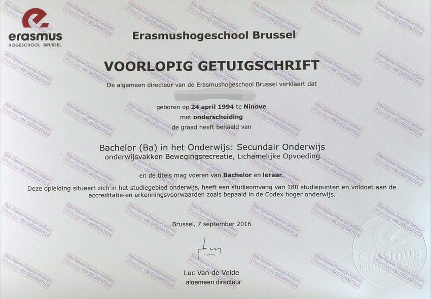 The steps to buy fake Erasmushogeschool Brussel Diploma