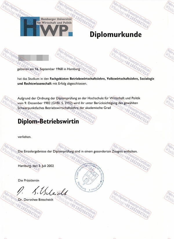 The steps to buy fake Hamburger Universitat für Wirtschaft und Politik Degree